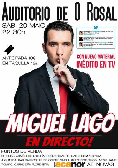 El cmico vigus Miguel Lago visita O Rosal el 20 de mayo
