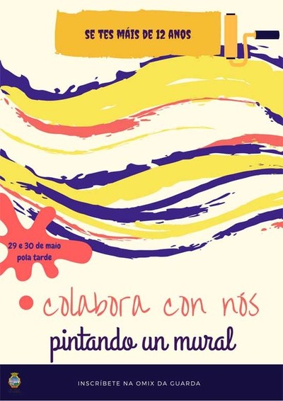 A Omix da Guarda convida  pintado dun mural