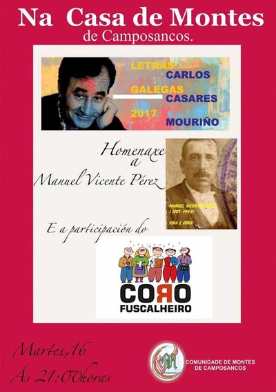 A Casa da Comunidade de Montes de Camposancos acolle este martes unha homenaxe co gallo do Da das Letras Galegas 