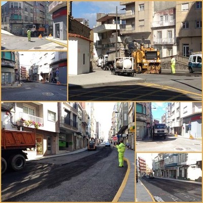 Inicio de las obras de reposicin de parte del firme en la calle Concepcin Arenal de A Guarda