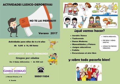 Inscripciones abiertas para las actividades Ldico-deportivas del Centro Domaj este verano en A Guarda