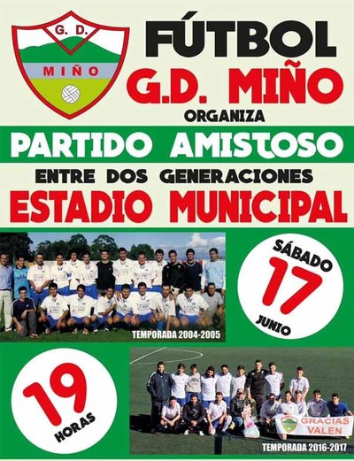 Dos generaciones del GD Mio celebrarn un partido amistoso este sbado a las 19:00h