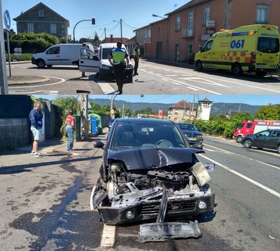 Dous turismos colisionaron esta ma no empalme de Tomio