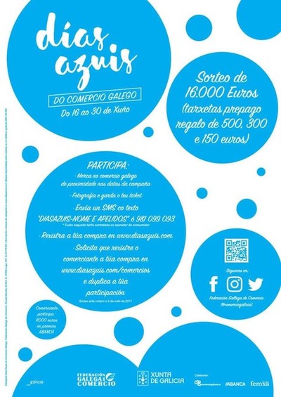 O comercio galego celebrar do 16 ao 30 de xuo os -Das azuis- para dinamizar as vendas e premiar a fidelidade dos seus clientes