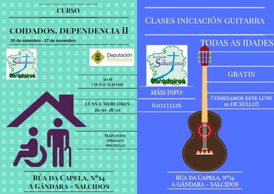 Clases de iniciacin a la guitarra y Curso de cuidados dependencia en A Guarda