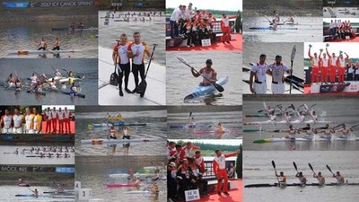 Cristian Toro y Rodrigo Germade, subcampeones del mundo en K4 500, y Roi Rodriguez, cuarto en K1 500