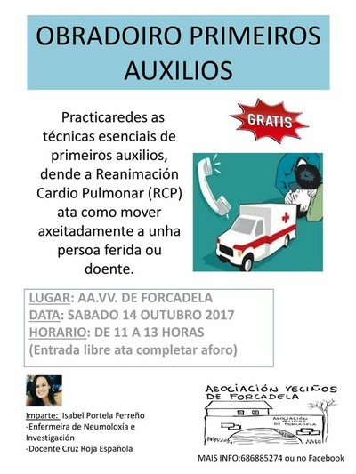 Forcadela(Tomio) acolle este sbado un Obradoiro de Primeros Auxilios