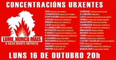 Concentracin ciudadana contra los incendios forestales hoy a las 20:00h en la Plaza do Rel de A Guarda y Praza do Seixo de Tomio