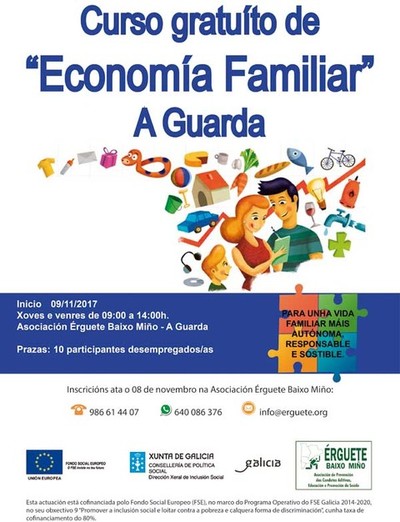 Curso gratuto de -Economa familiar- para desempregados/as  este xoves na Guarda