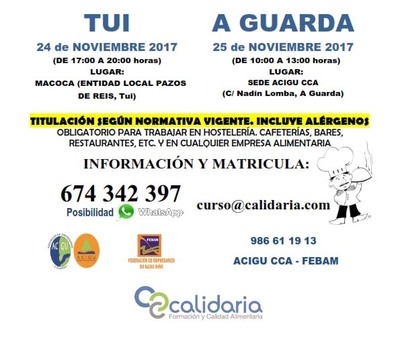 Cursos de Manipulador de Alimentos en A Guarda y Tui