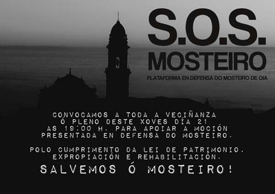 SOS Mosteiro chama  cidadana a apoiar a mocin en defensa do Mosteiro de Oia