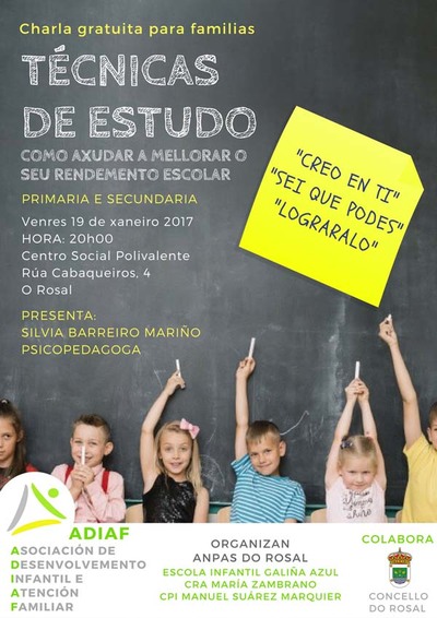 Charla gratuita para familias sobre -Tcnicas de Estudio- en O Rosal