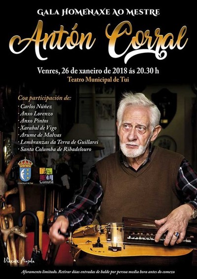 Antn Corral, figura clave na msica tradicional, ser homenaxeado este venres en Tui