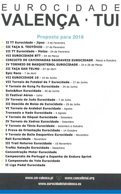 Eurocidade Tui Valena com 35 Eventos Desportivos