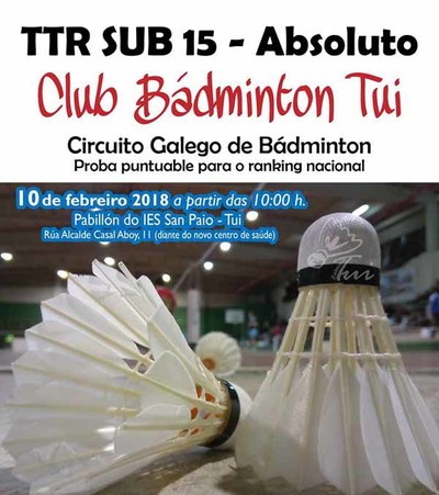 Este sbado celbrase en Tui a segunda proba do Circuto Galego de Bdminton en Tui