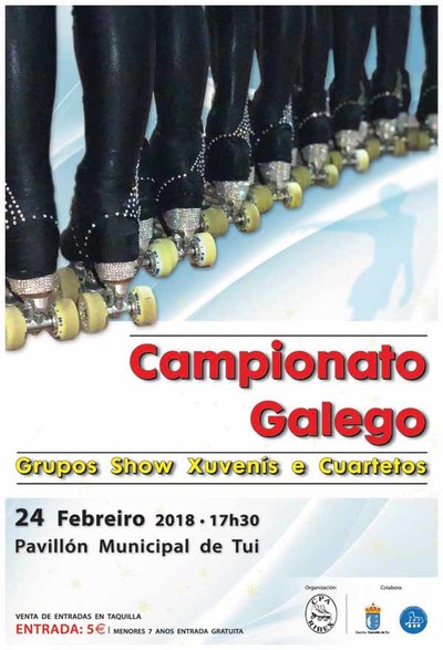 O Campionato Galego de Patinaxe de Grupos Show Xuvens e Cuartetos se disputar en Tui o sbado 24