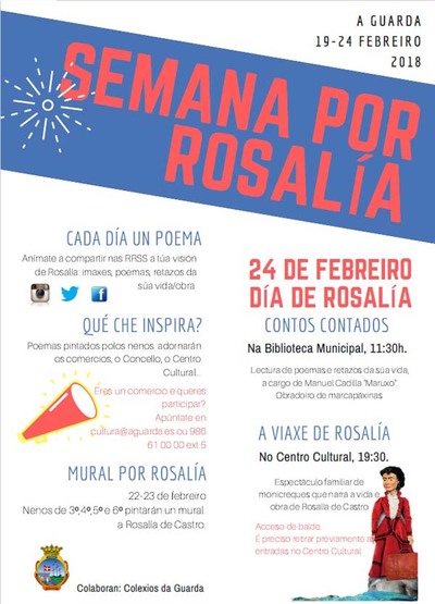 A Guarda homenaxea a Rosala de Castro con versos, pintura e un espectculo sobre a sa vida