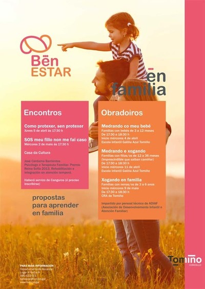 Tomio organiza obradoiros onde aprender estratexias para afrontar a crianza dun xeito positivo 