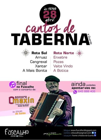 Os Cantos de Taberna regresan  Guarda ste sbado