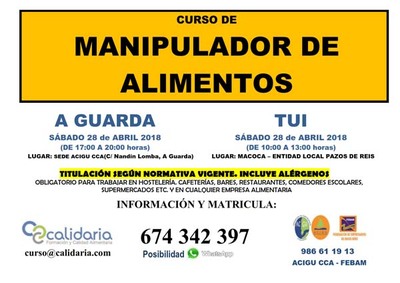 Curso de Manipulador de Alimentos en A Guarda y Tui