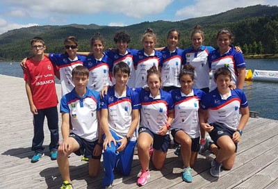 Once palistas del Kayak Tudense, en el Campeonato de Espaa de jvenes promesas