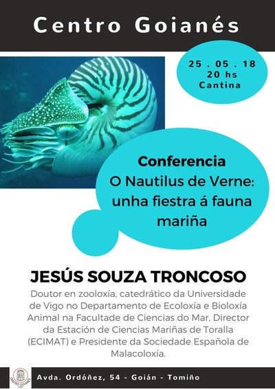 Conferencia -O Nautilus de Verne: unha fiestra  fauna maria- este venres no Centro Goians