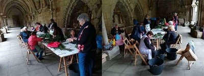 Vecios de Tui traballan na preparacin das flores para as alfombras florais