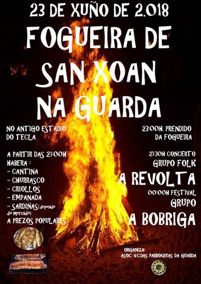A Guarda celebra a noite de San Xon cunha gran fogueira