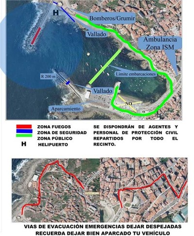 Informacin para os usuarios do porto e o pblico no espectculo pirotcnico das Festas do Monte