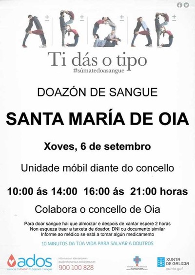 O Concello de Oia colabora coa campaa solidaria #smatedoasangue