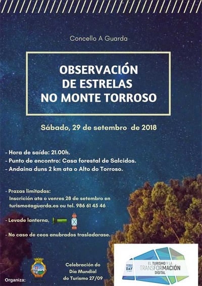 O Concello da Guarda celebra o Da Mundial do Turismo cunha xornada de observacin de estrelas