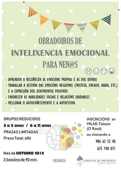 Obradoiros de Intelixencia Emocional para nen@s os das 9, 11 e 16 de outubro no Rosal