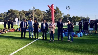 Montse Magallanes e Carlos Font inauguran na Guarda o renovado campo da Sangria que estrea novo cspede coa financiacin do plan concellos