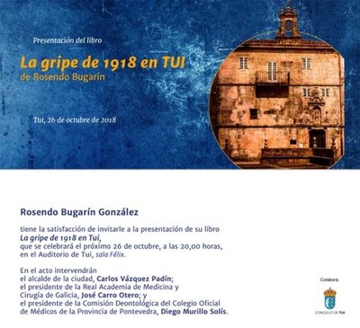 Este venres presentase en Tui o libro -La gripe de 1918 en Tui- do Dr. Rosendo Bugarn