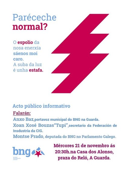 Acto informativo do BNG na Guarda e recollida de sinaturas para abaratar o prezo da luz