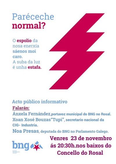 Charla informativa do BNG  no Rosal sobre  a suba da luz