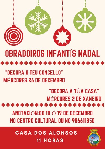 Aberto o prazo de inscricins para os Obradoiros de Nadal na Guarda