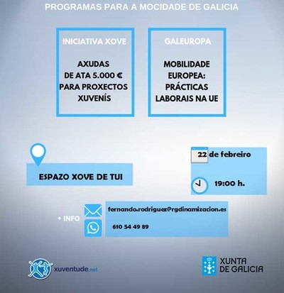 O Espazo Xove de Tui acolle o 22 de febreiro unha charla informativa sobre a Iniciativa Xove e Galeuropa
