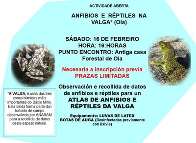 ANABAM convida a participar este sbado nunha actividade sobre anfibios e rptiles na Valga(Oia)