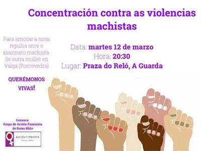   Concentracin contra todas as violencias machistas, martes 12, na Guarda
