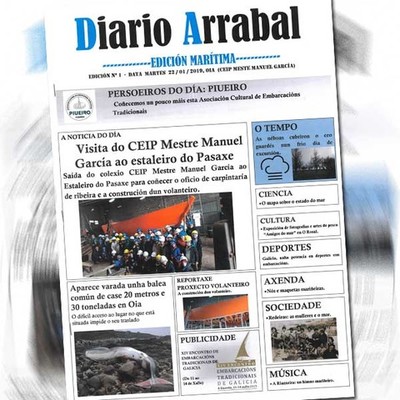 Alumnos del Mestre Manuel Garca de Oia dedican su peridico al volanteiro que construye Piueiro  