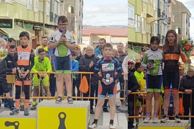 Vitoria dos ciclistas rosaleiros Aitor, 2 posto de Zaida e 3 de Irene