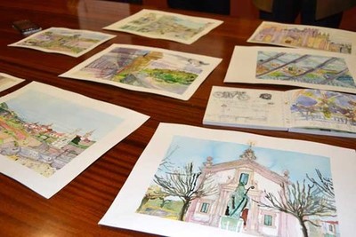 A artista plstica Mara Meijide expn a sa obra co calendario da Eurocidade como peza estrela