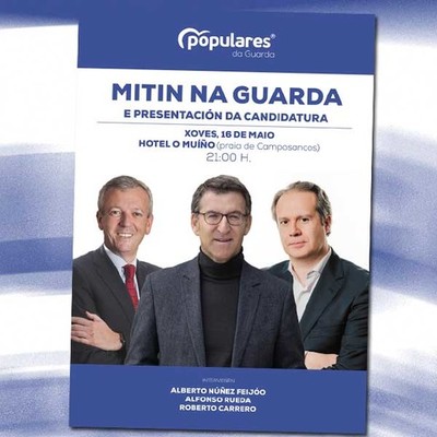 Presentacin de la candidatura del Partido Popular a la alcalda de A Guarda con Alberto Nez Feijoo y Roberto Carrero 