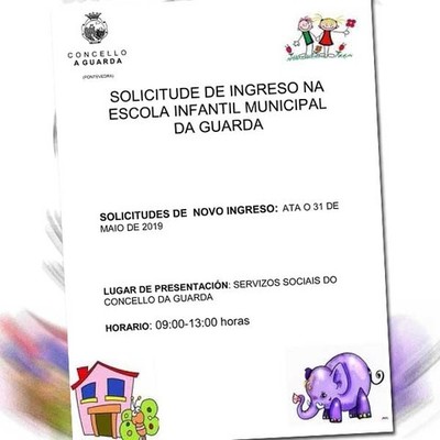 Aberto o prazo para solicitar praza do curso 2019/20 na Escola Infantil Municipal da Guarda