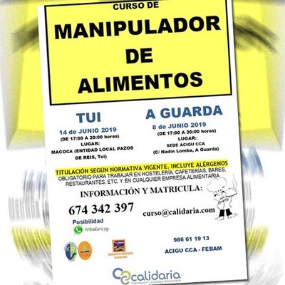 Curso de Manipulador de Alimentos en Tui y A Guarda organizados por Febam y Acigu