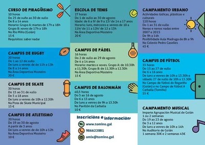 Tomio organiza unha decena de campus e actividades de vern