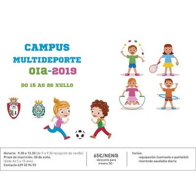Oia acolle un campus multideporte do 15 ao 26 de xullo