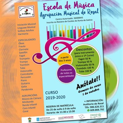 Aberto prazo de reserva de matrcula na Escola de Msica da Agrupacin Musical do Rosal