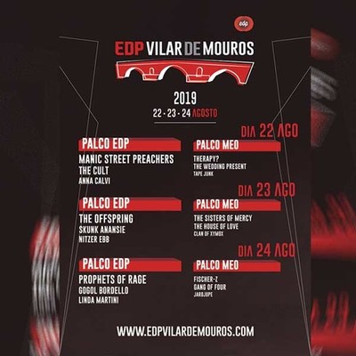 Cartel definitivo del EDP Vilar de Mouros 2019: 22, 23 y 24 de Agosto en el municipio de Caminha (Portugal)